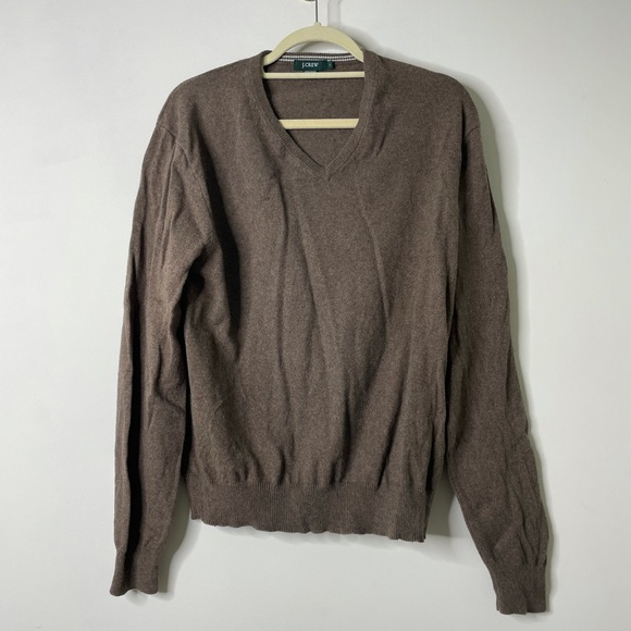 J. Crew Brown V Neck Sweater Men's Large - Picture 1 of 4